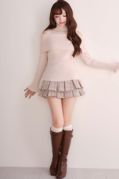 Off-Shoulder Shawl Pullover Sweater