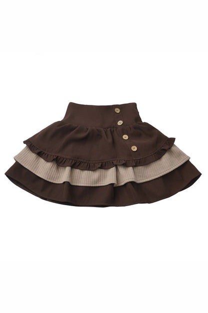 Rose Brown Lace Knit Top + Skirt