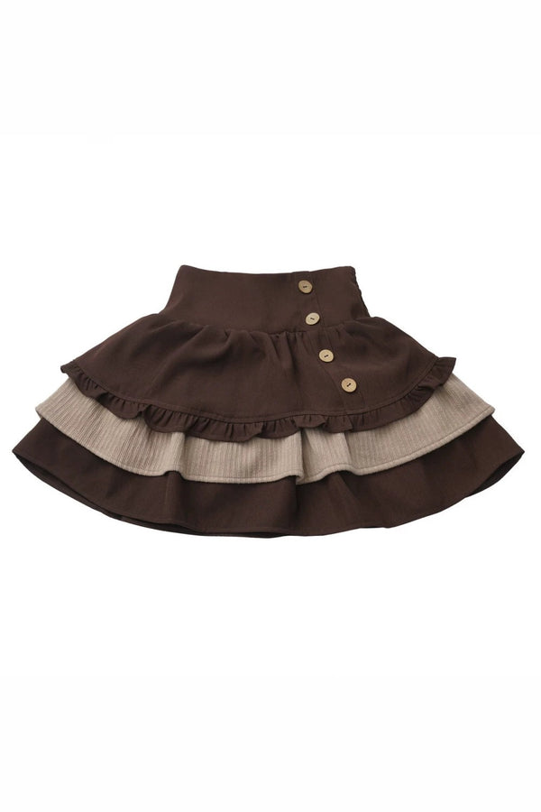 Rose Brown Lace Knit Top + Skirt
