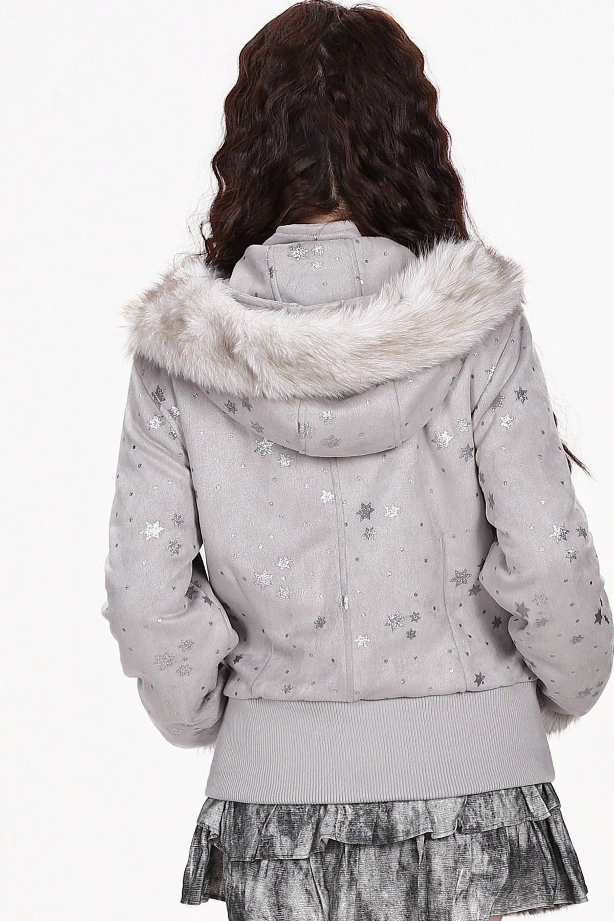 Hooded Snowflake Sequin Quilted Jacket