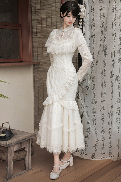 Embroidered Fishtail Qipao Dress
