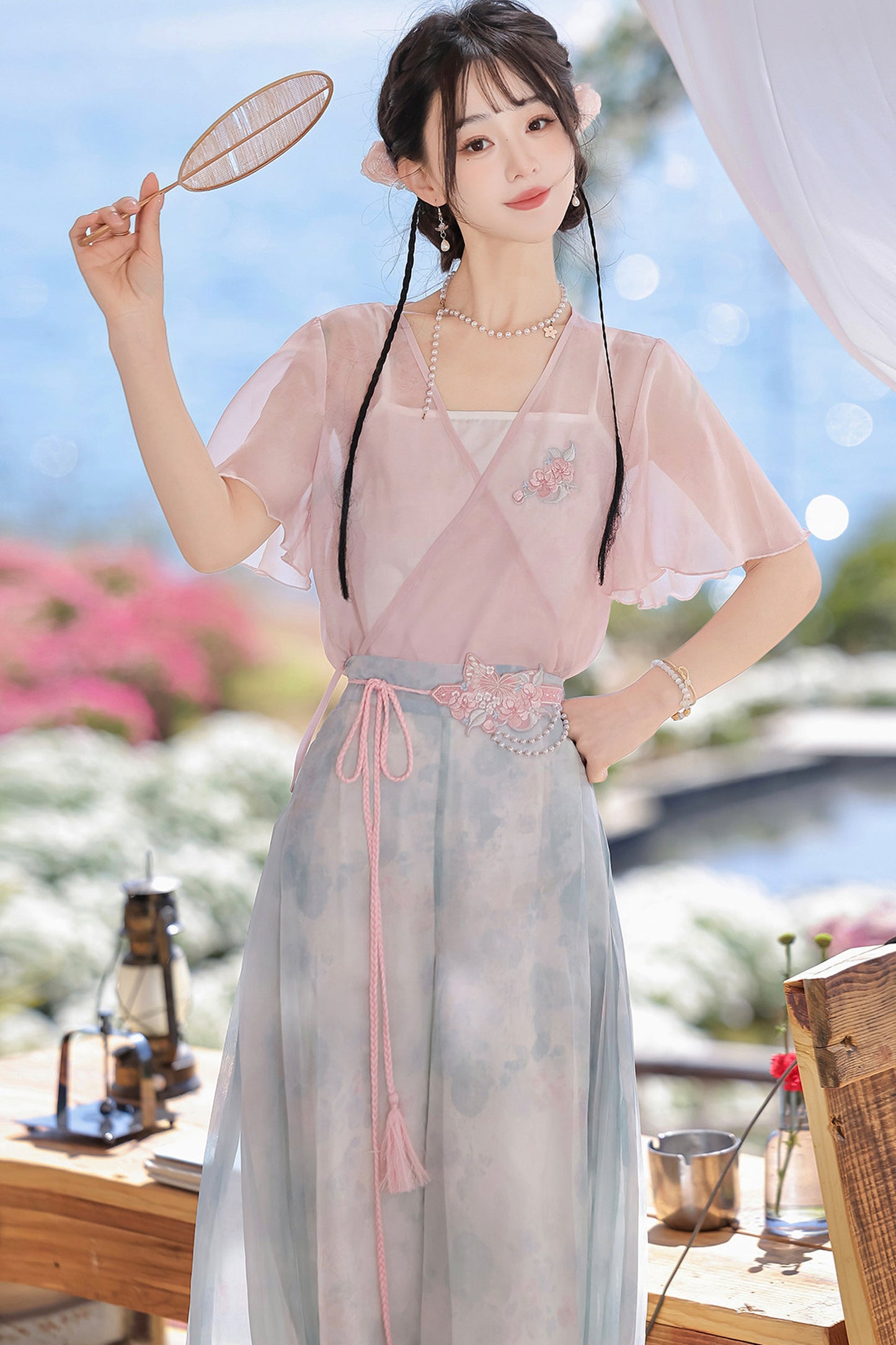 New Chinese Style Hanfu Top and Pants Set