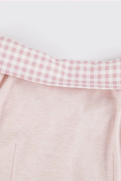 Top rosa femminile + gonna a balze a quadri