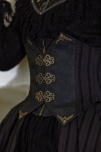 Gotisches Taillenkorsett aus gespleißtem Leder mit Prägung
