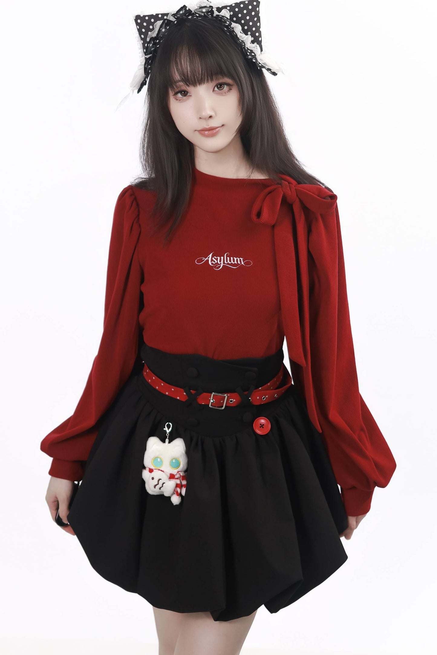 V-Neck Knit Skirt and Knit Top Set-Up