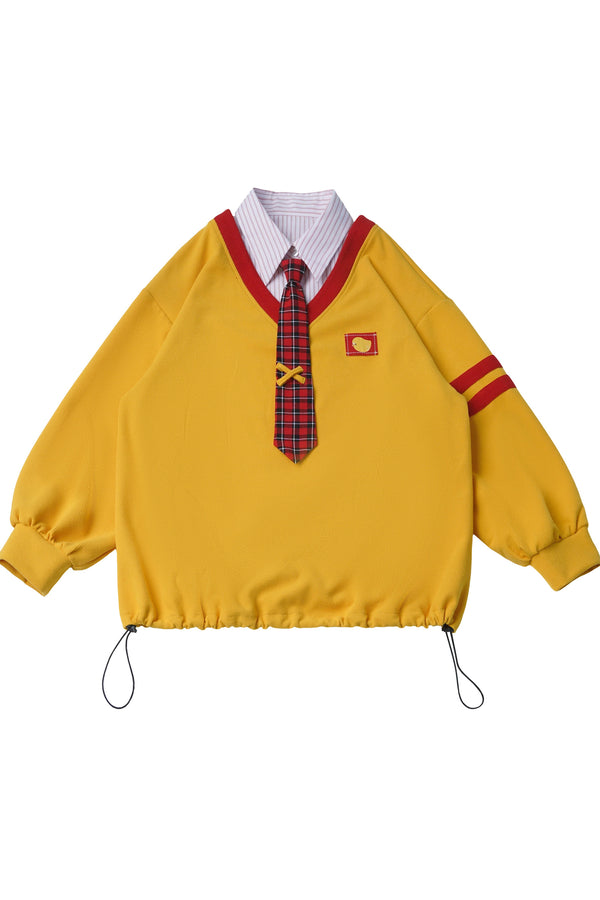 Red Yellow Contrast T-Shirt With Pants and Skirt Set-Up