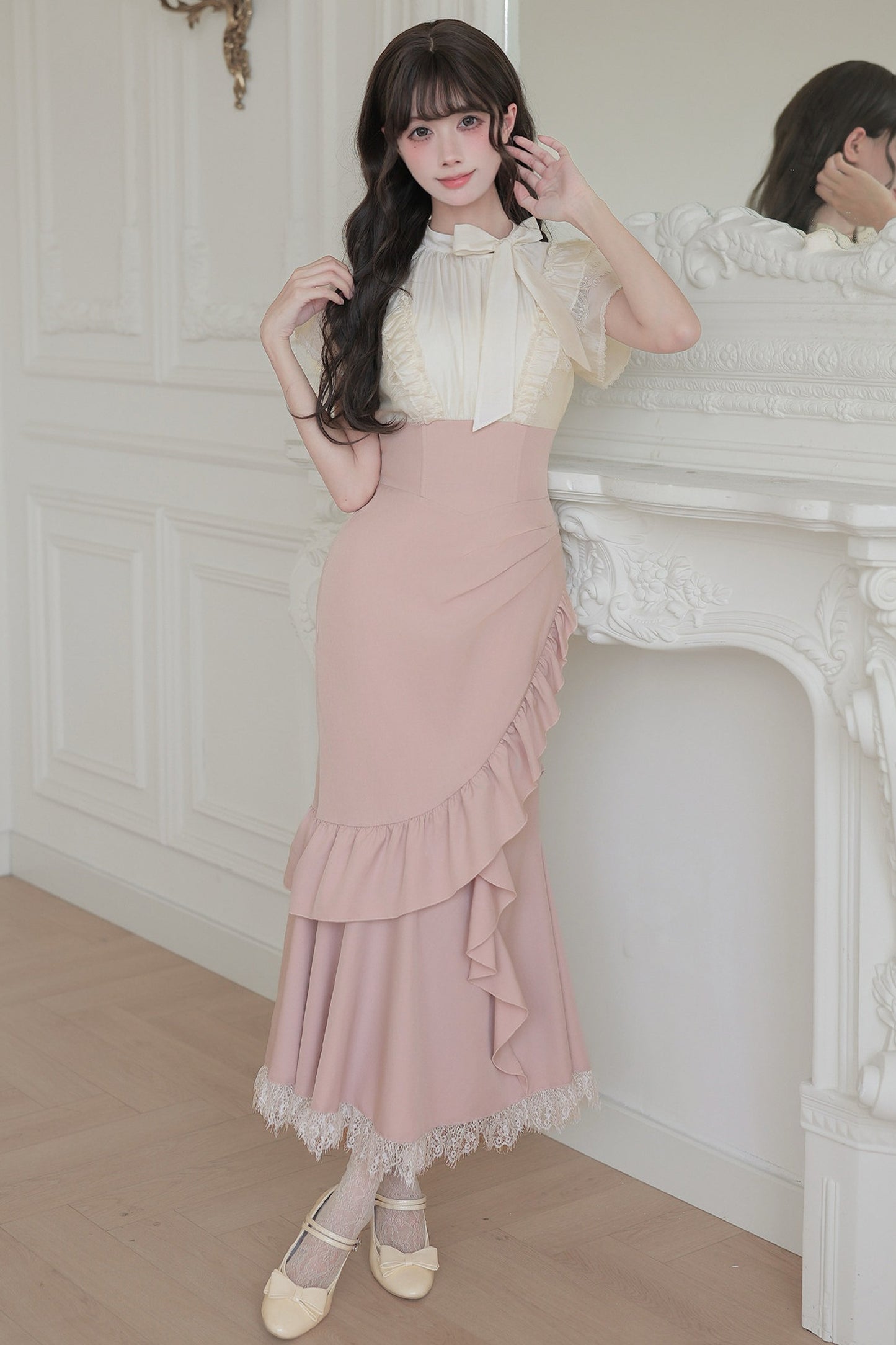 Blush Corset Ruffle Dress