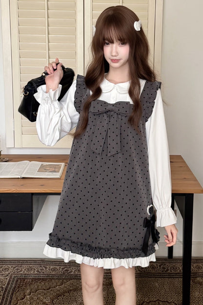 Layered-Look Polka Dot Dress