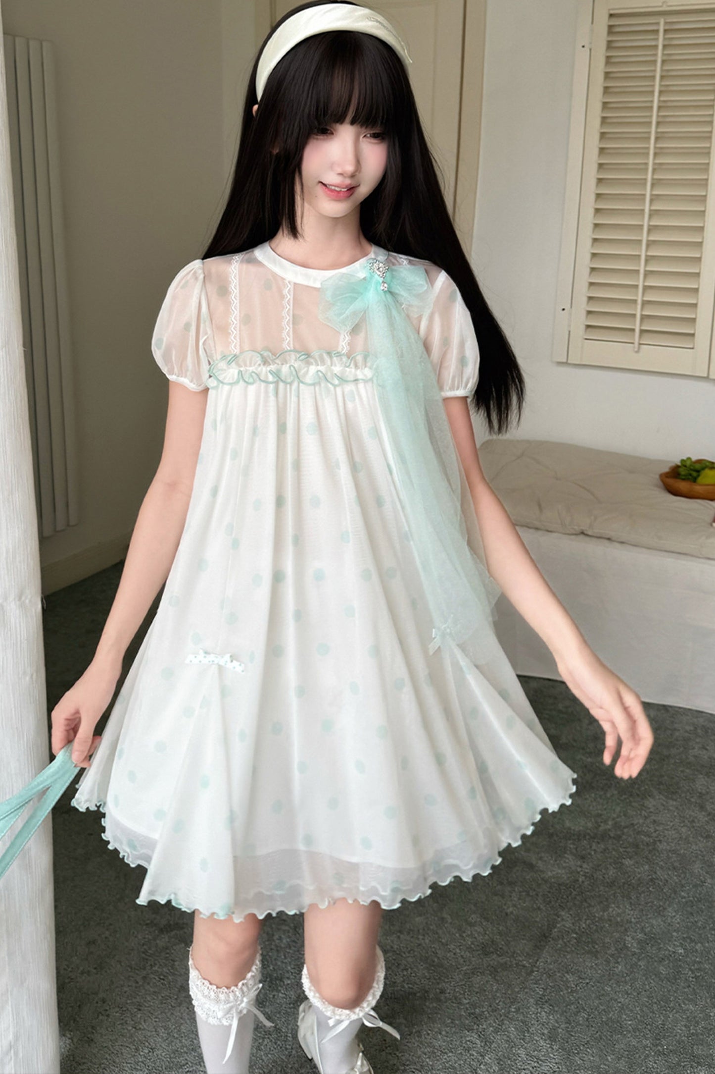 Three-Layer Sheer Lace Babydoll Dress