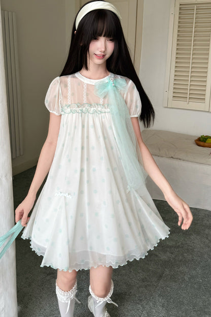 Three-Layer Sheer Lace Babydoll Dress