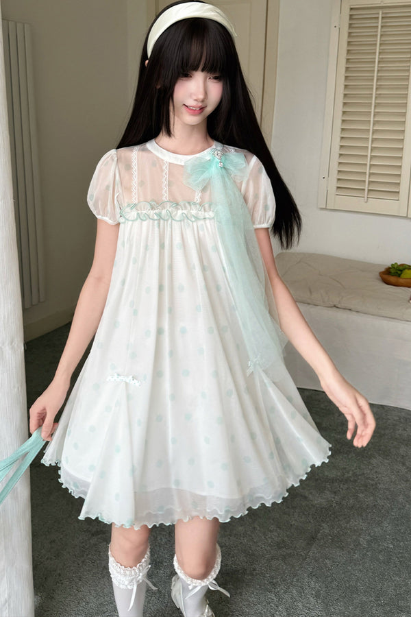Three-Layer Sheer Lace Babydoll Dress