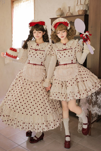 Cotton Polka Dot Print OP Dress Set-Up