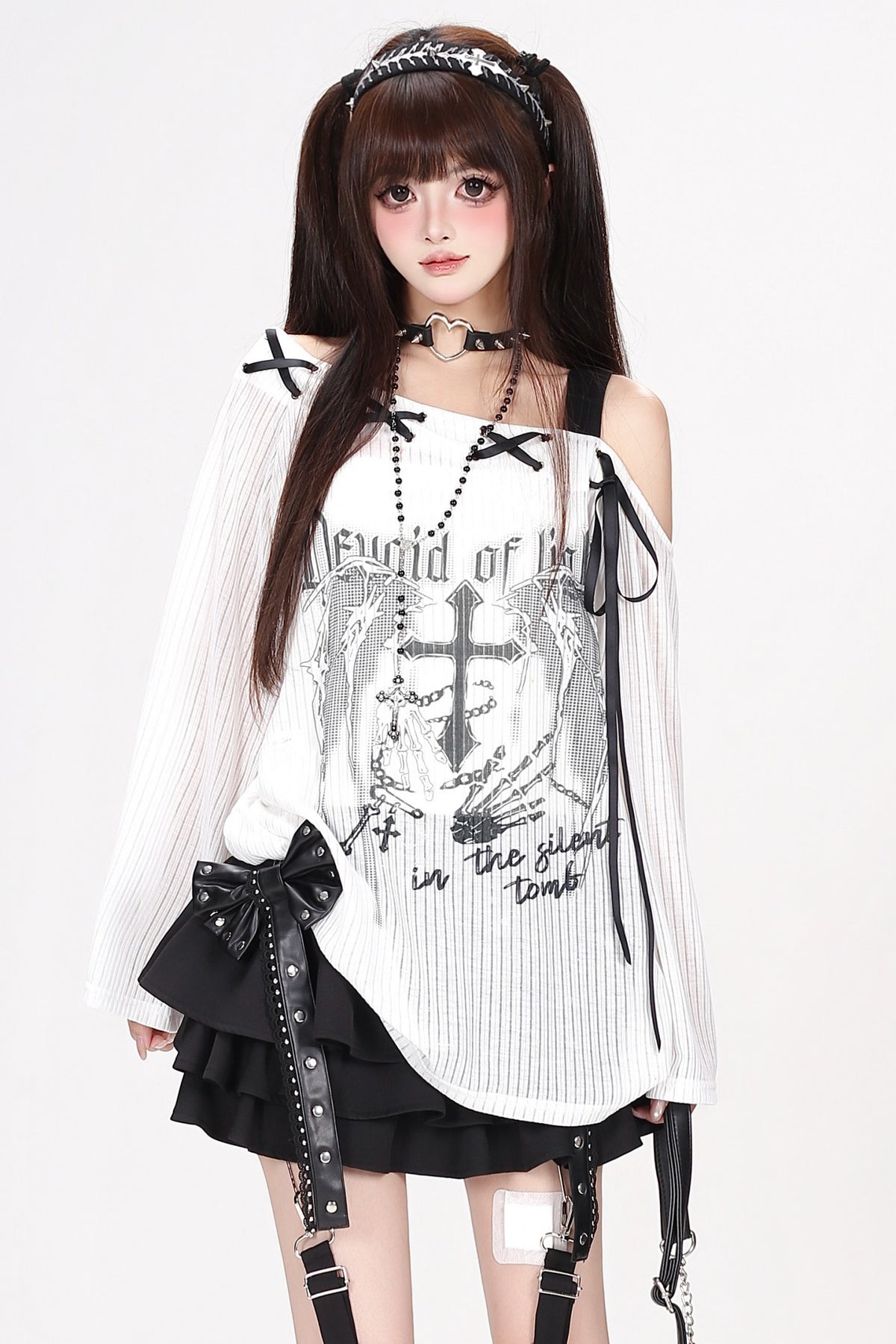 Loose Off-Shoulder Tie Long-Sleeve Cover-Up