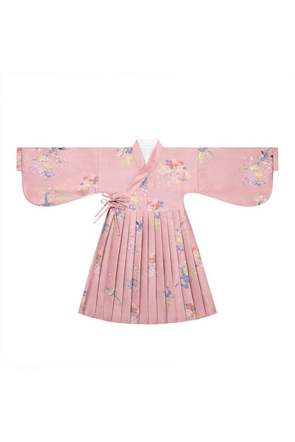 Floral Hanfu Puffy Dress Set