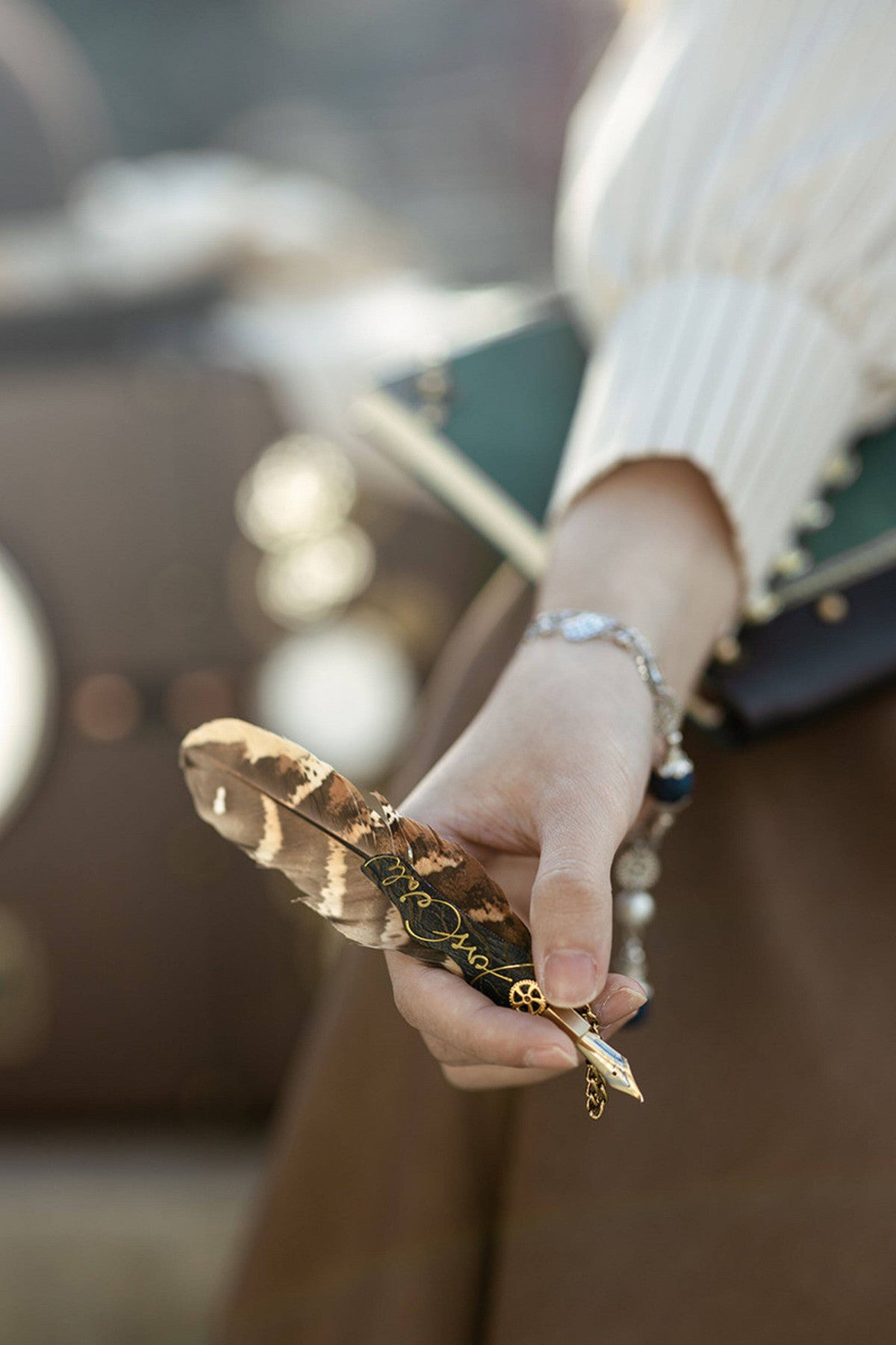 Signature Dip Pen Feather Brooch