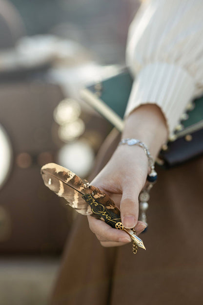 Signature Dip Pen Feather Brooch