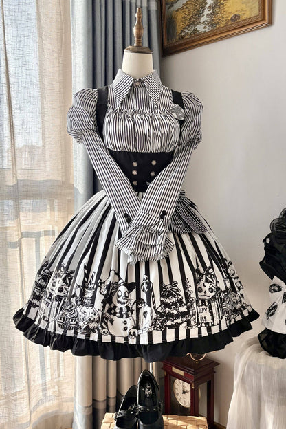 Weird Christmas Doll Bear Jsk Bustier Dress and Shirt Set-Up
