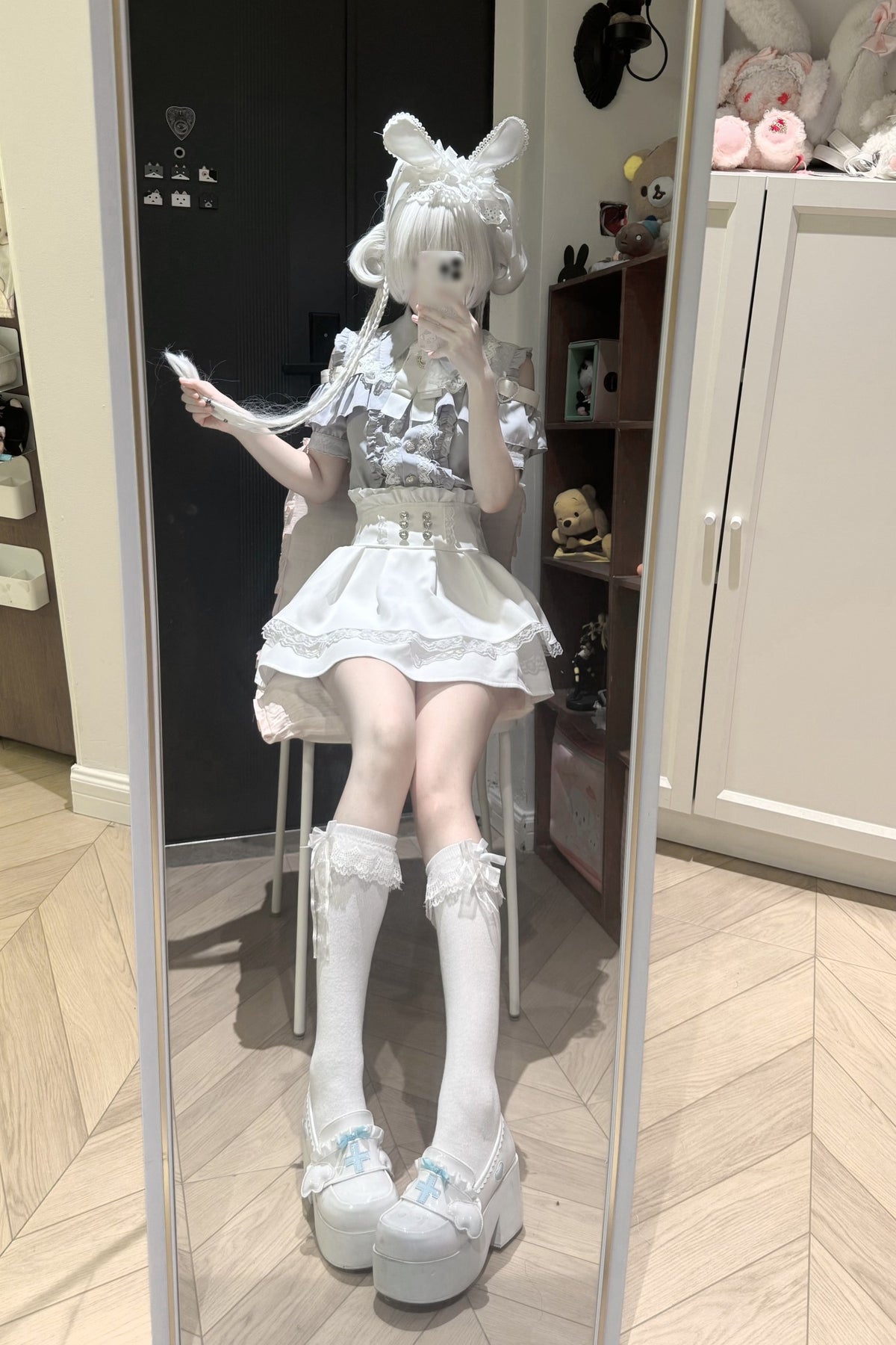 Cherry Short-Sleeve Shirt and Skirt Set-Up
