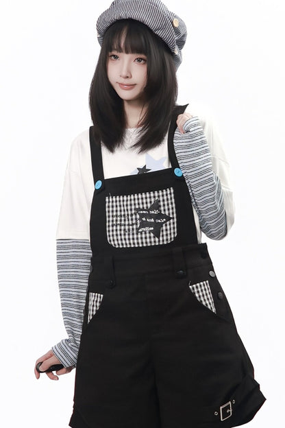 Graffiti Overalls and Striped Top Set-Up
