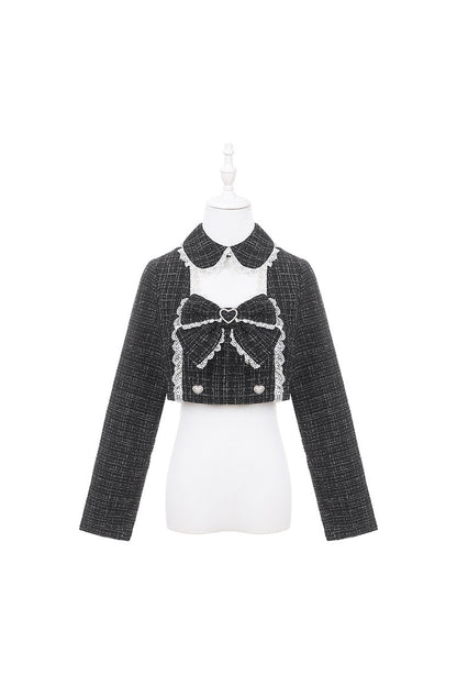 Long Sleeve Tweed And Short Skirt Set-Up