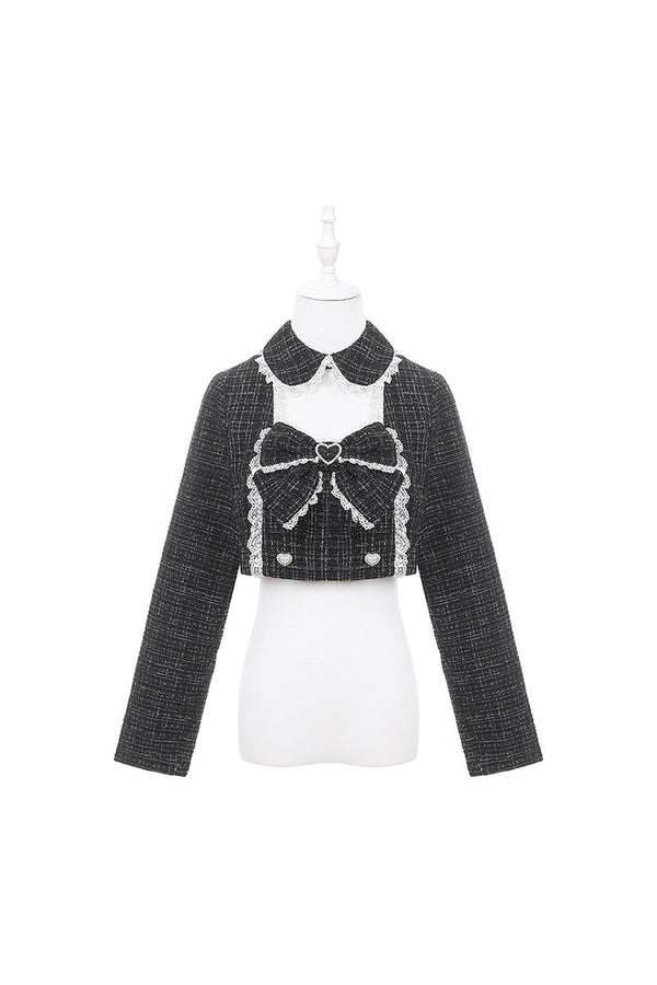 Long Sleeve Tweed And Short Skirt Set-Up