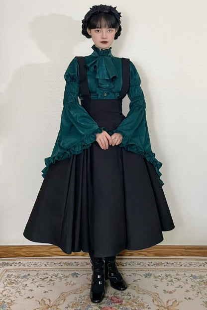 Black Iris Ruffle Suspender Half Skirt