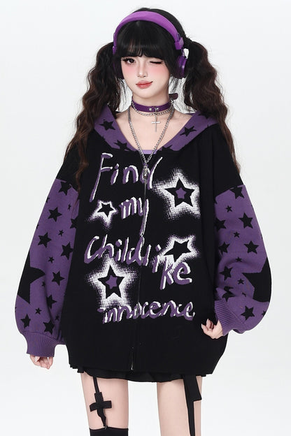 Night Stars Lantern Sleeve Cardigan