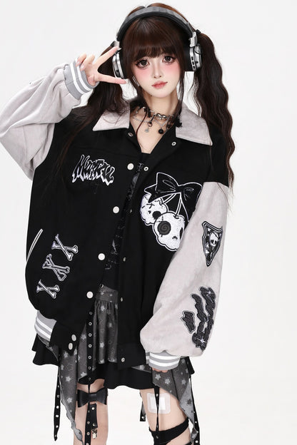 Veste de baseball oversize à broderie épaisse