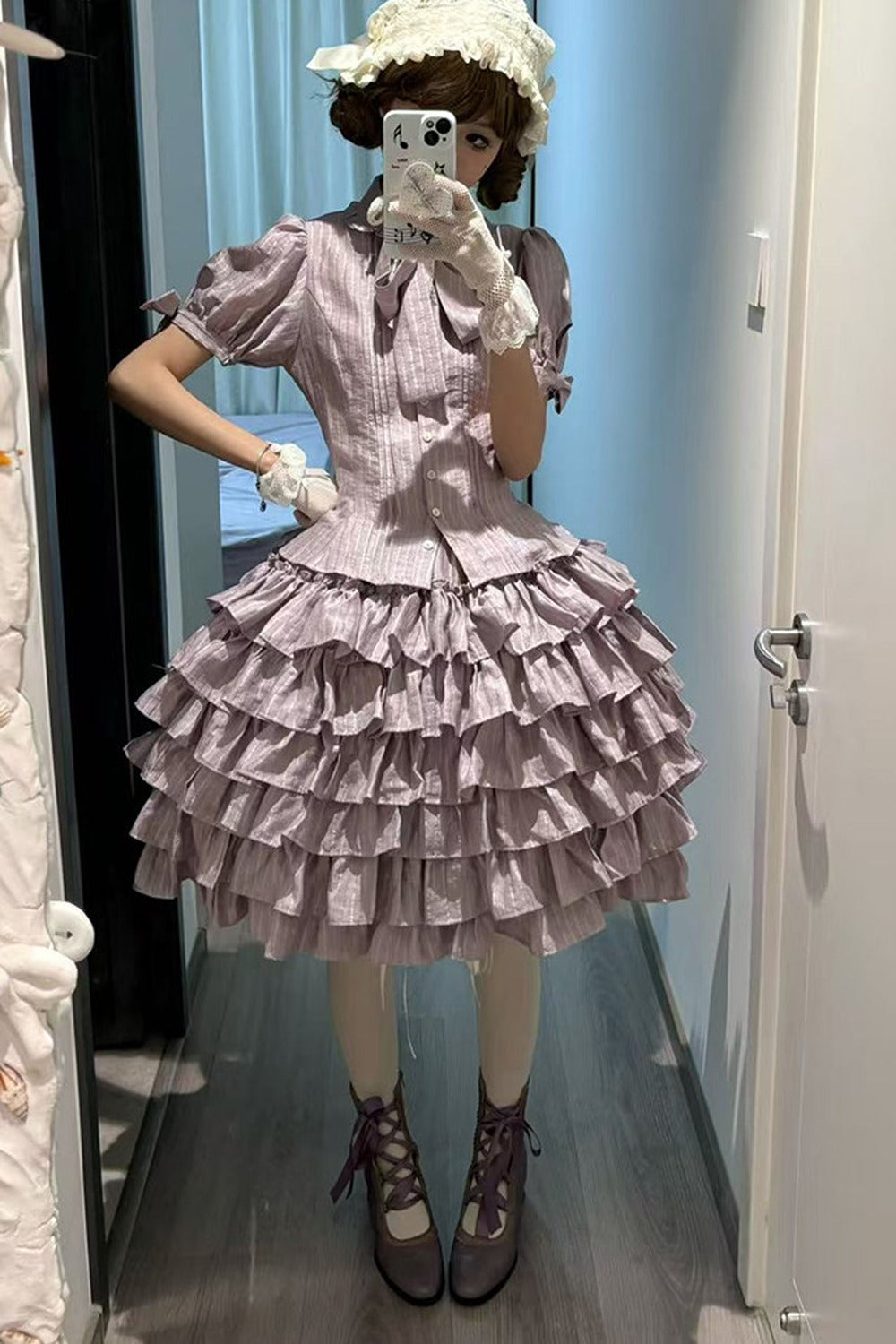 Bow Short Sleeve Blouse