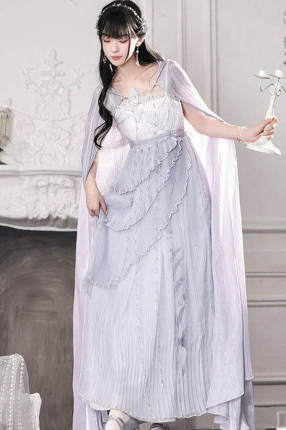 Kleid-Set im griechischen Stil mit Empire-Taille und Cape
