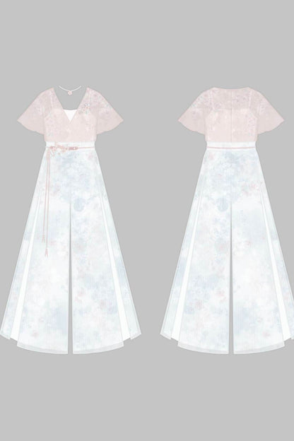 New Chinese Style Hanfu Top and Pants Set