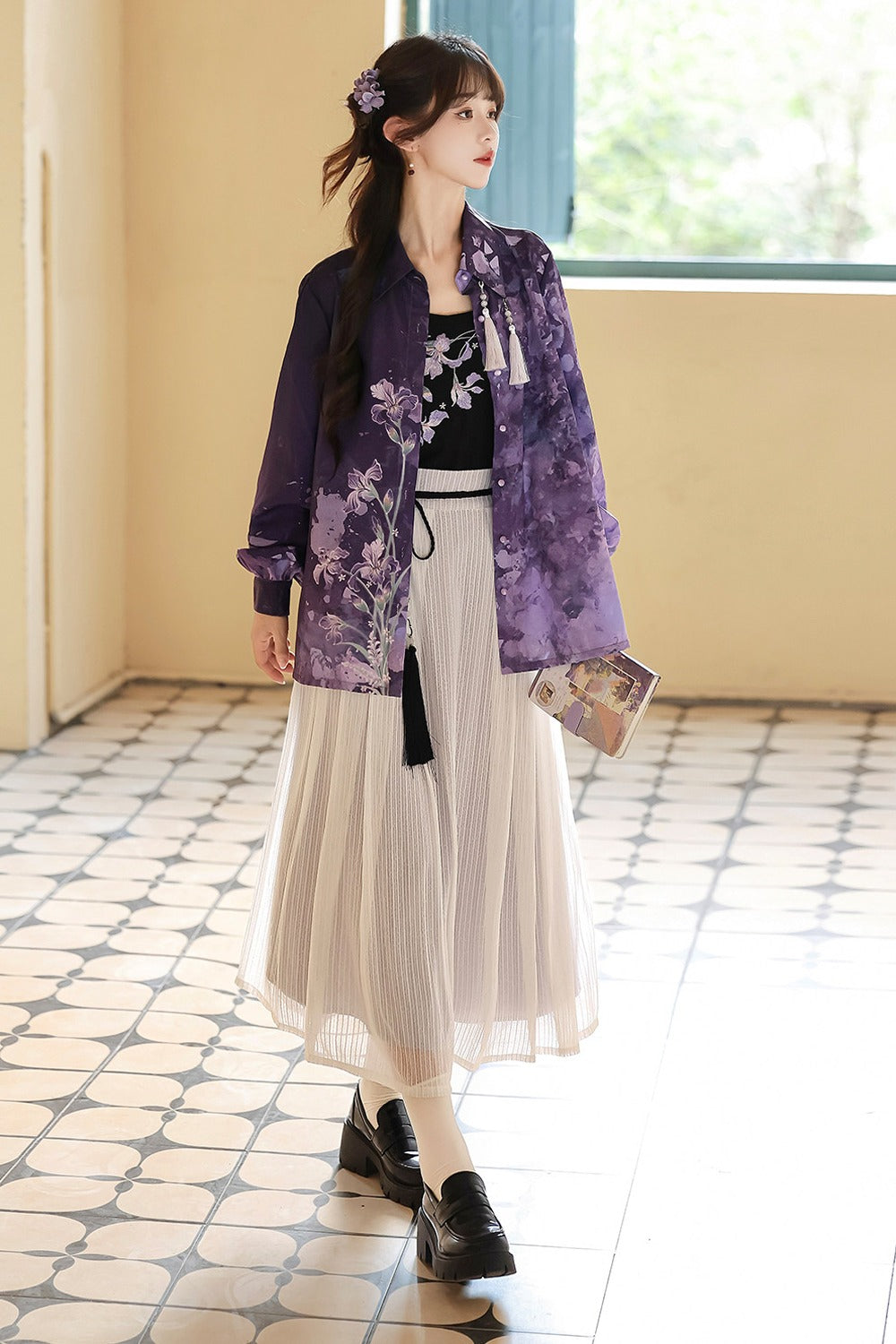Iris Mist New Chinese Style Shirt and Skirt Set-Up
