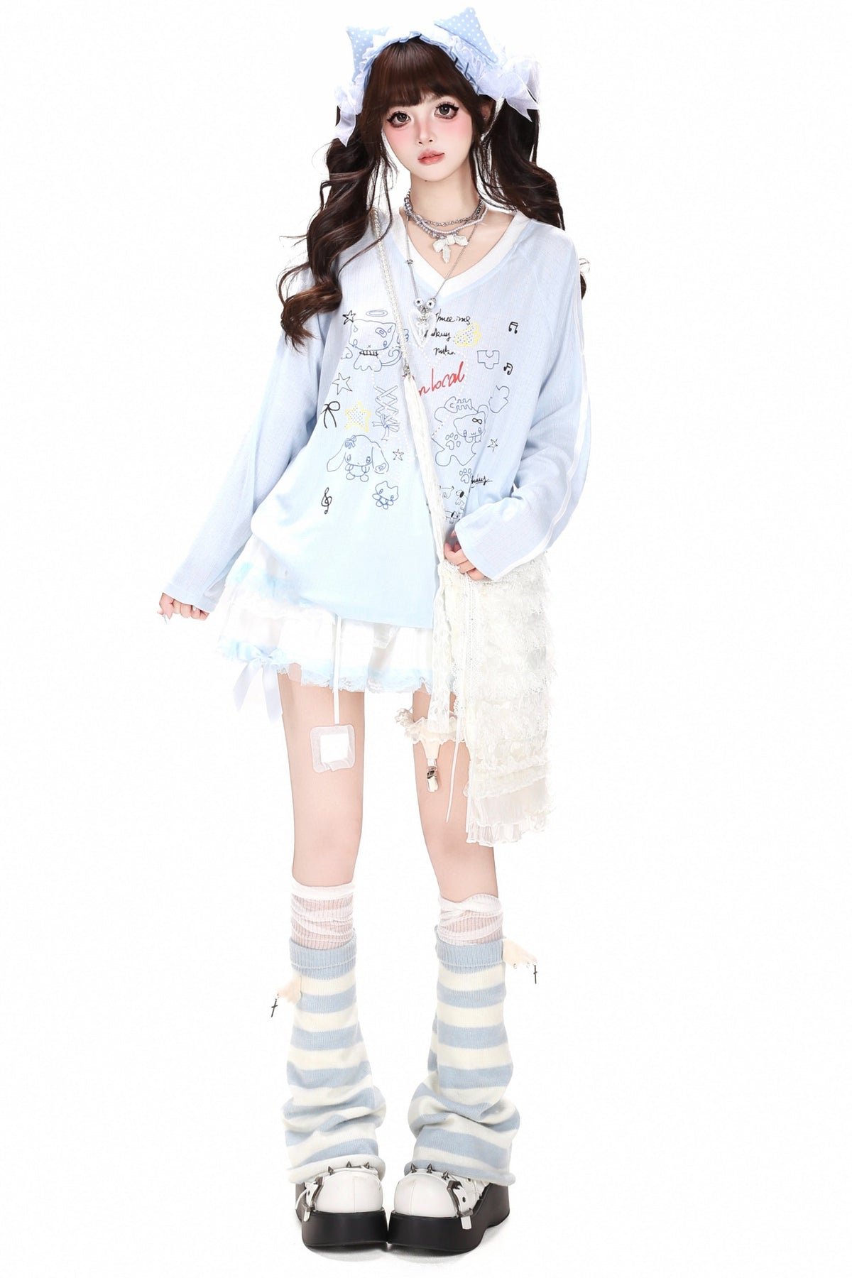 V-Neck Raglan Long-Sleeved Cover-Up