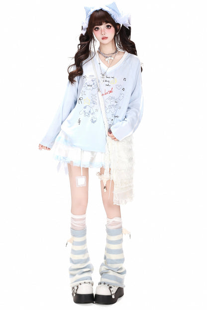 V-Neck Raglan Long-Sleeved Cover-Up