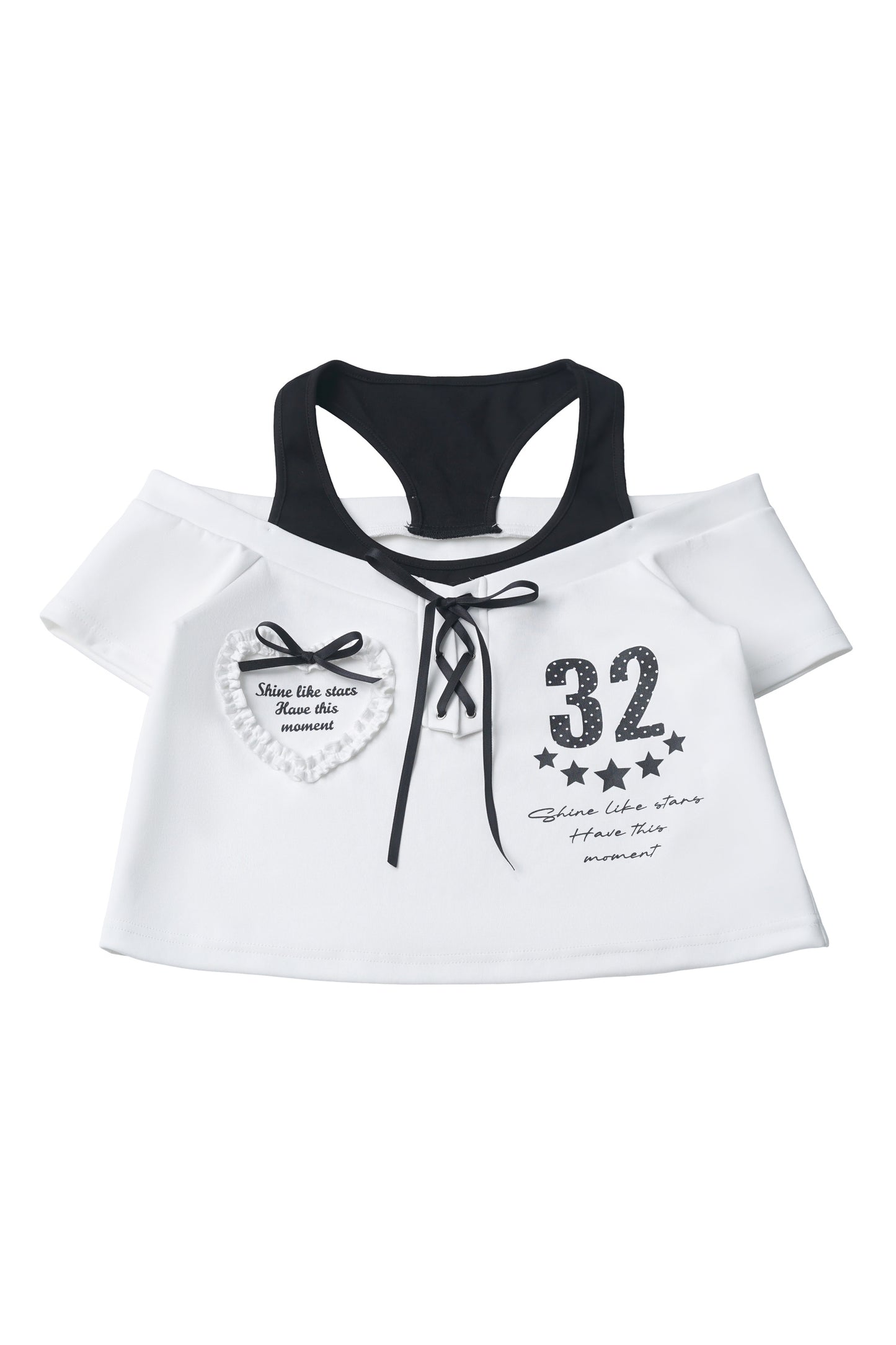 Off-Shoulder Layered Star Graphic Top & Bubble Skirt Set-Up