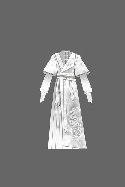 Silver Snake Improved Hanfu Dress and Jacket Set-Up