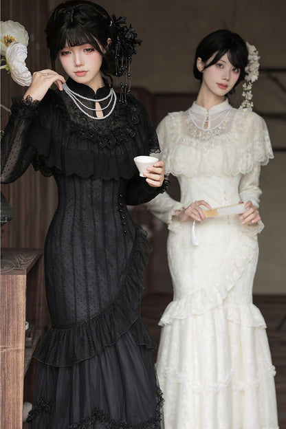 Embroidered Fishtail Qipao Dress