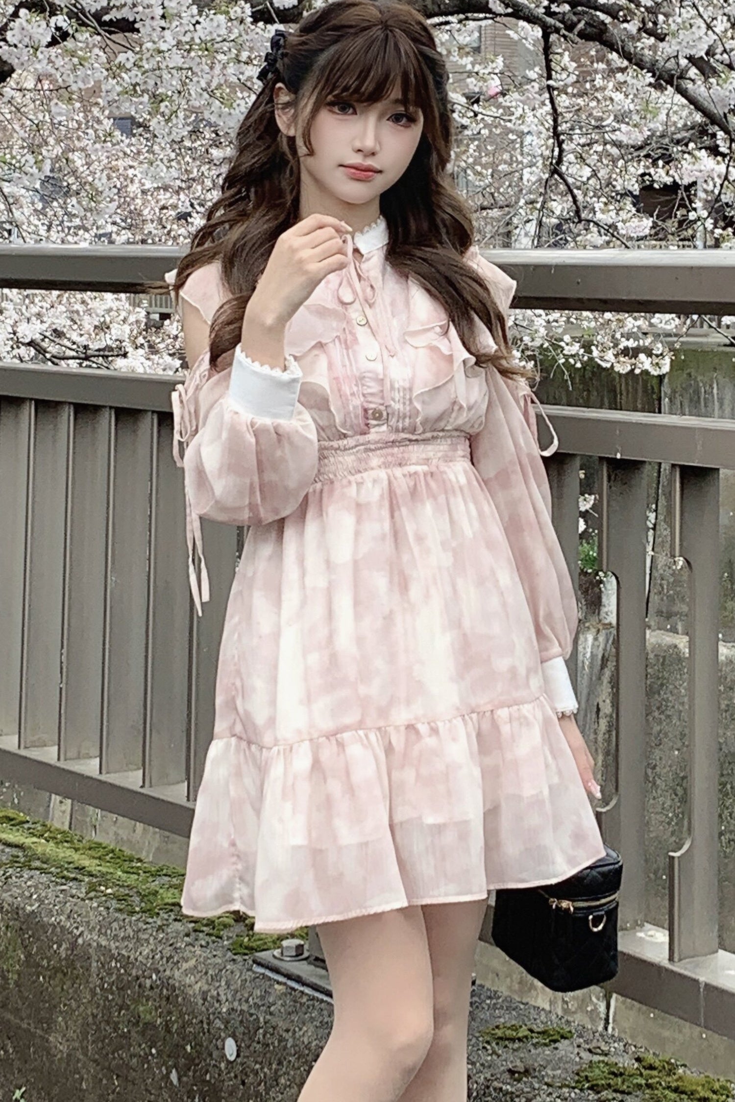 Ryousangata-Style Pastel Chiffon Tiered Dress – Belchic