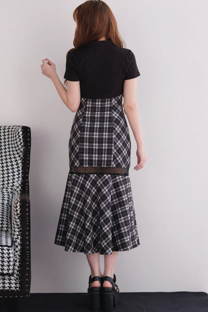 [Vorbestellung] Klassisches kariertes langes Kleid + Cardigan