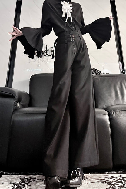 Pleated Bell Sleeve Blouse