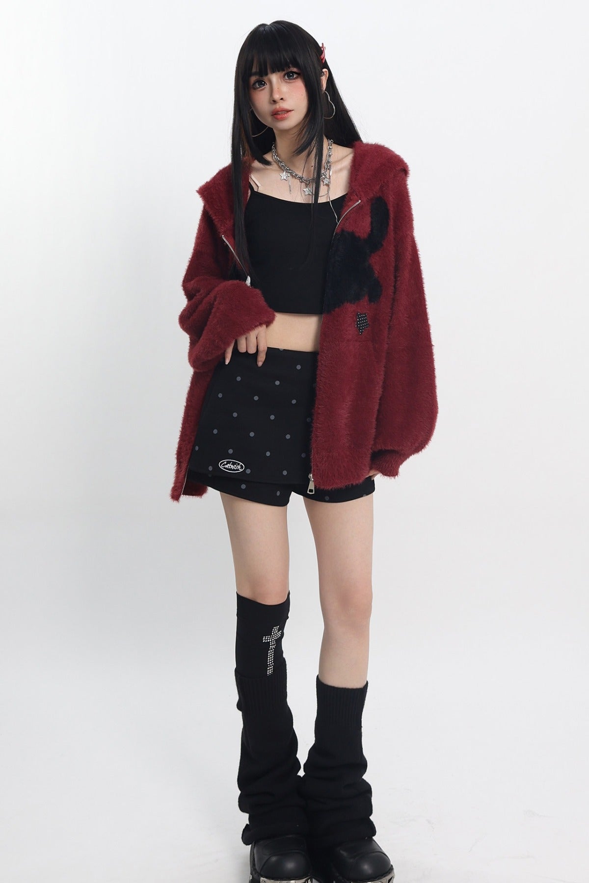 Cat Ear Hooded Knit Cardigan