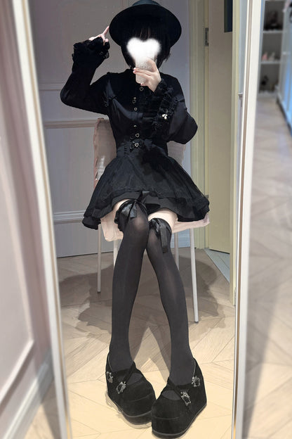 Ruffle Lace Bell Sleeve Top & Skirt Set