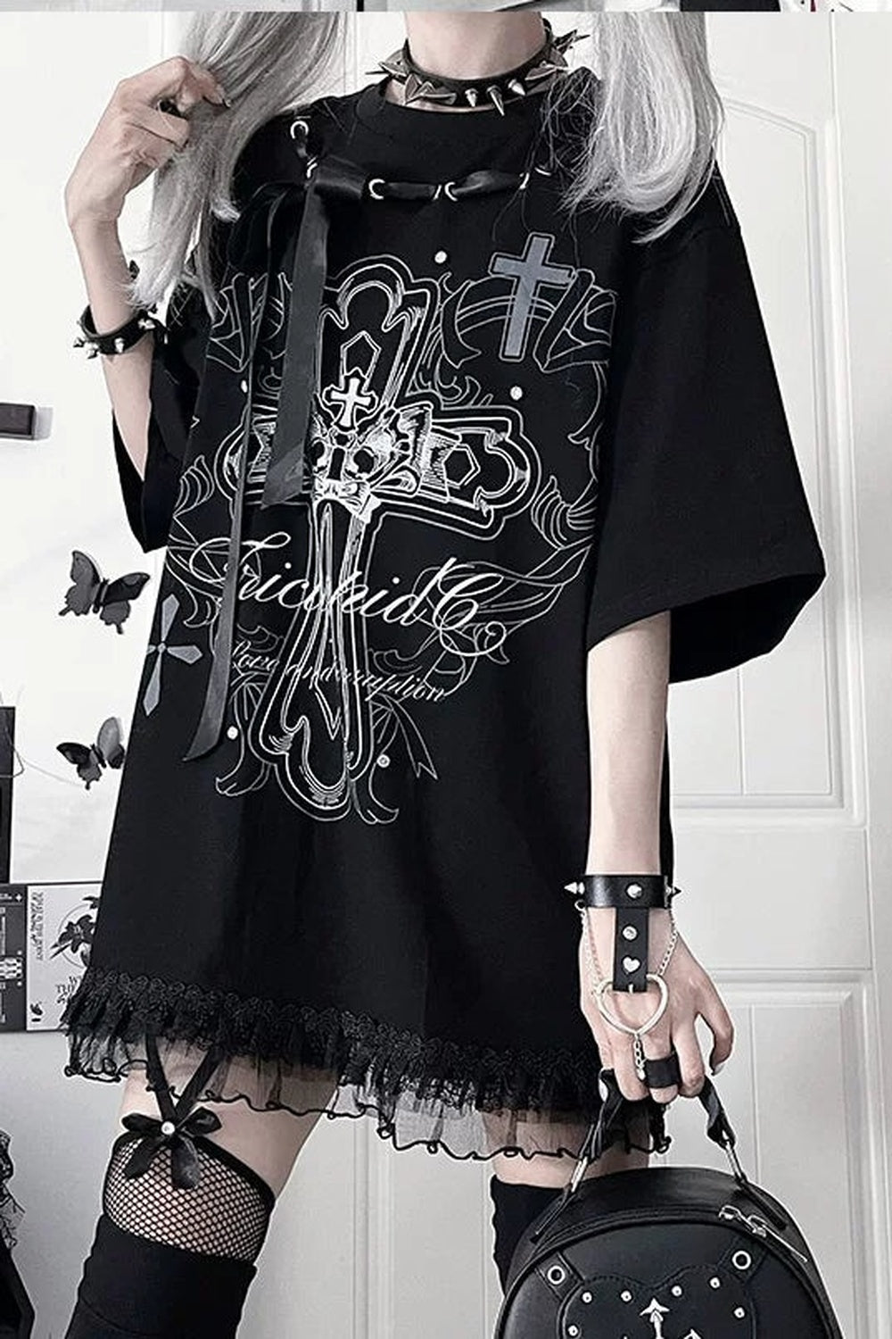 Camiseta holgada de manga corta Night Blood carta de amor