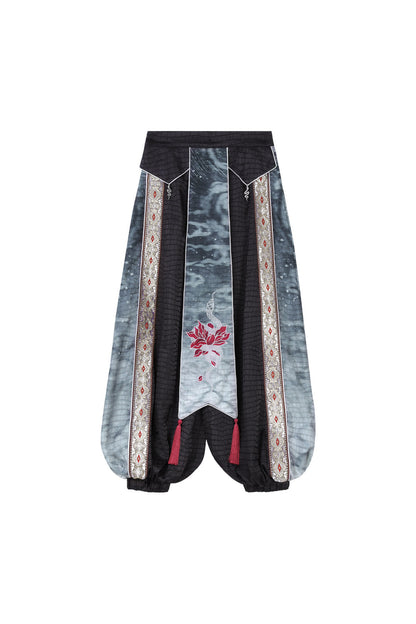 黑色武術漢服上衣與長褲套裝