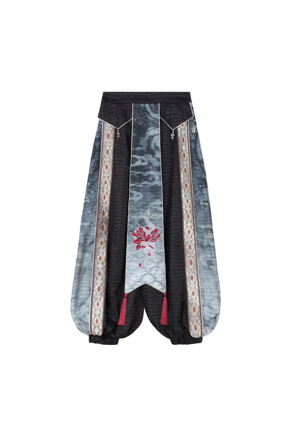 Black Martial Arts Hanfu Top and Pants Set-Up