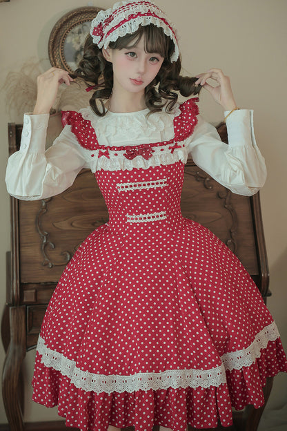 Polka Dot Ruffled Dress With Base Top Set-Up