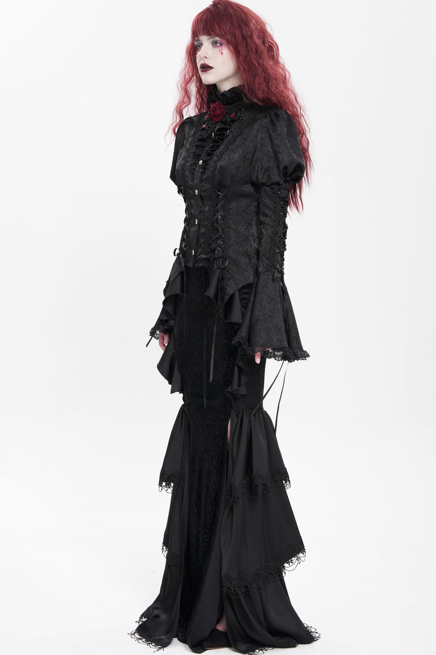 Chemise gothique à laçage et manches princesse