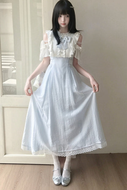 Schulterfreies Kurzarmkleid mit Einsätzen