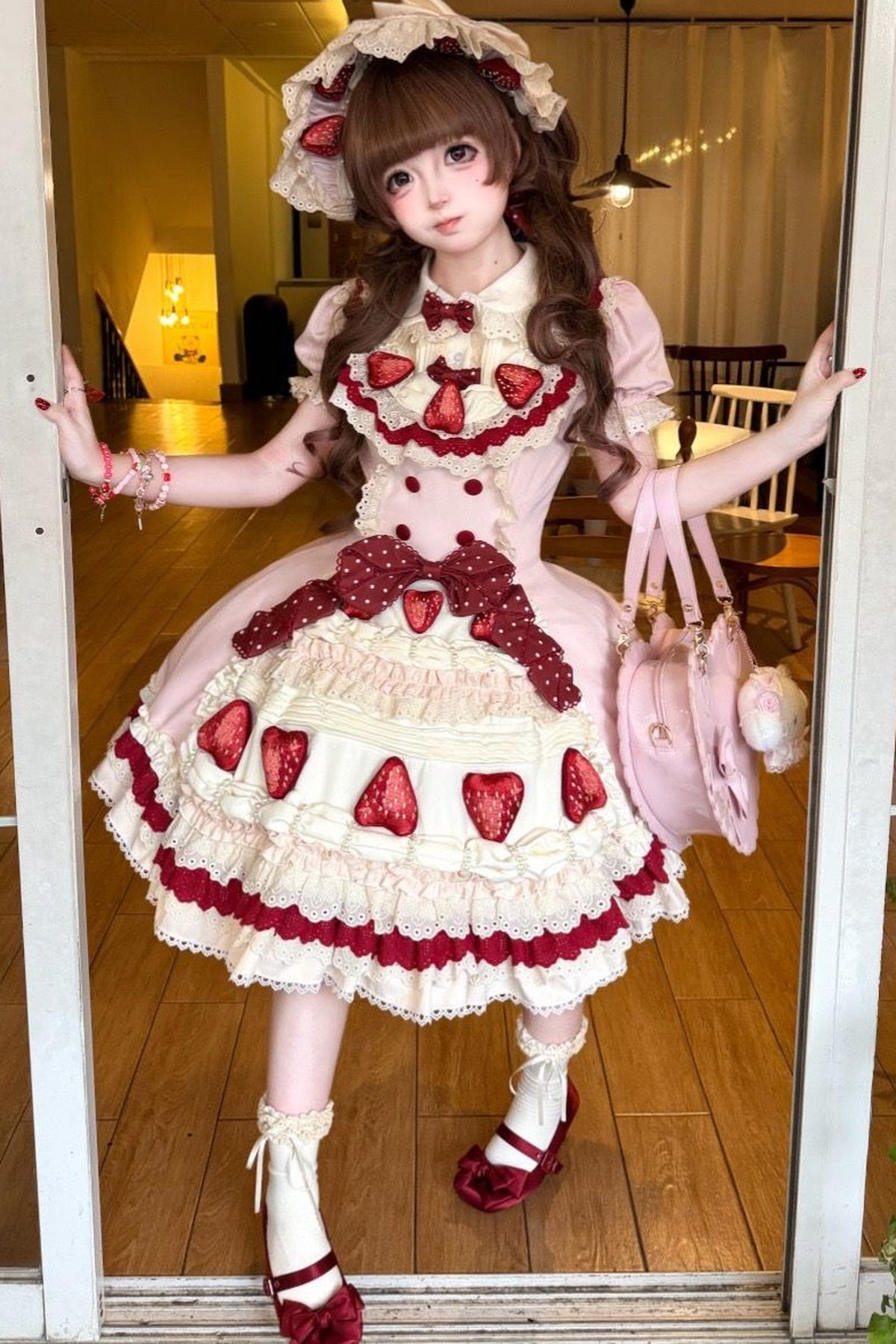 Robe lolita coupe ample gâteau aux fraises
