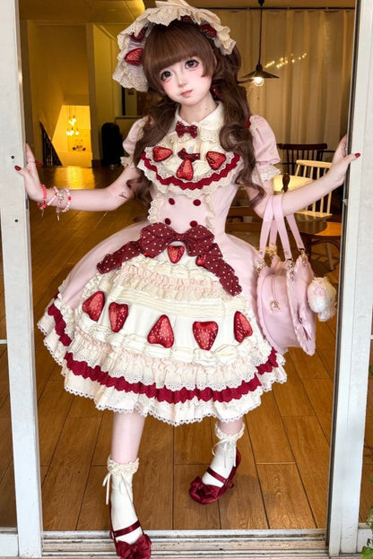 Robe lolita coupe ample gâteau aux fraises